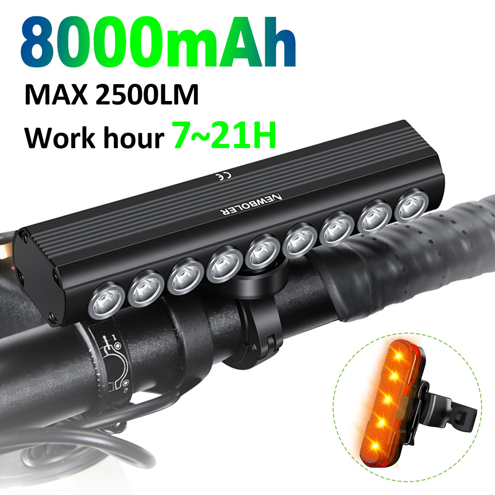 Mountain Biking Backpack - NEWBOLER 8000mAh Bicycle Light Front 2000LM