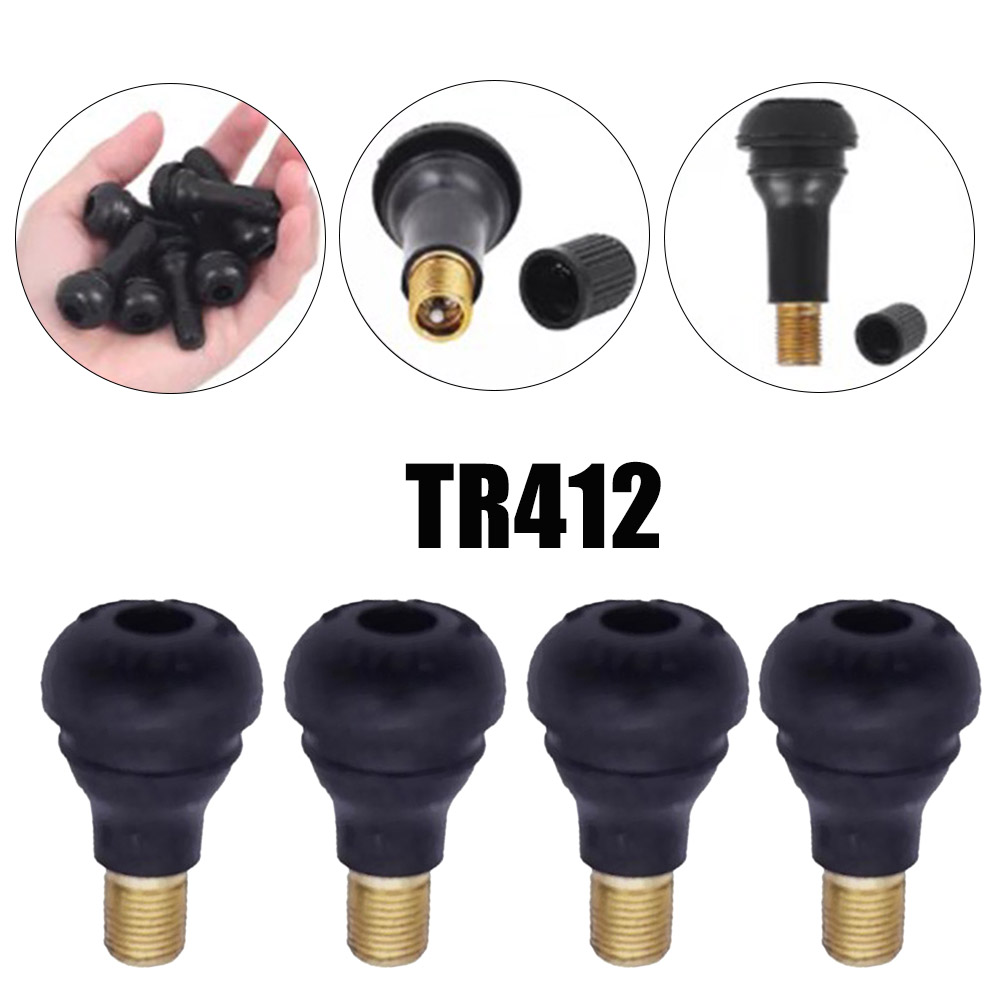 Tubeless Valve Core - 4Pcs Universal TR412 Snap-in Rubber Car