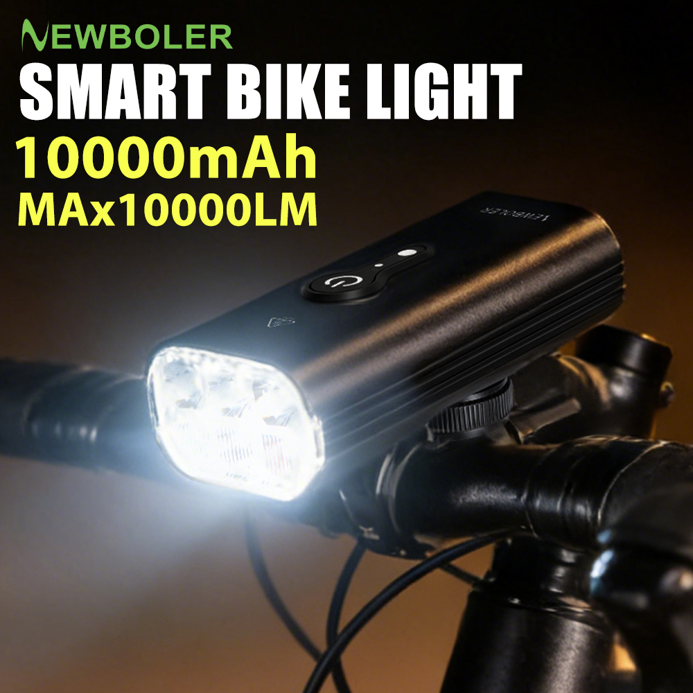 Mountain Biking Backpack - NEWBOLER 10000mAh Smart Bicycle Light Front